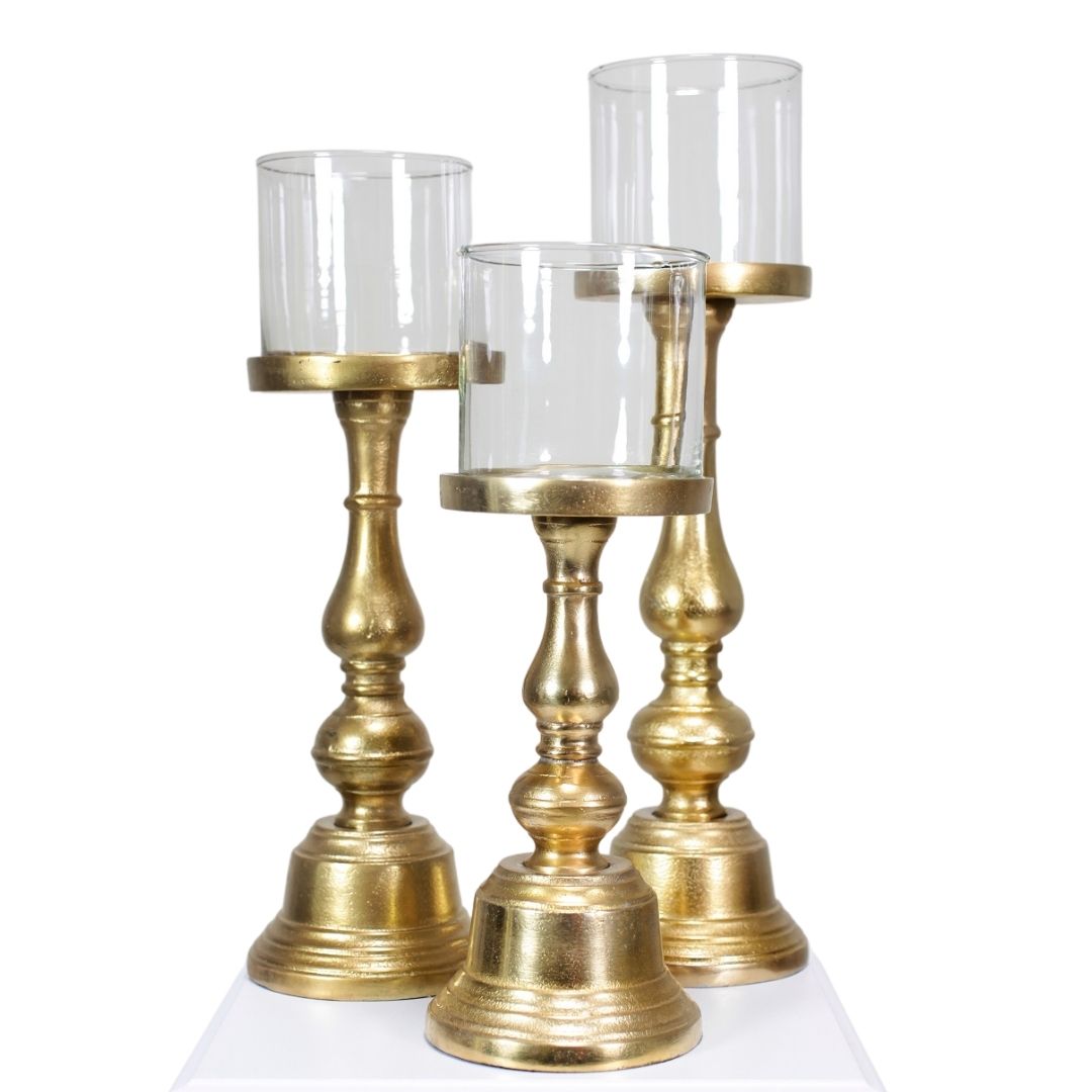 event decor rental three brass bronze floating candle candleholder wedding centerpiece