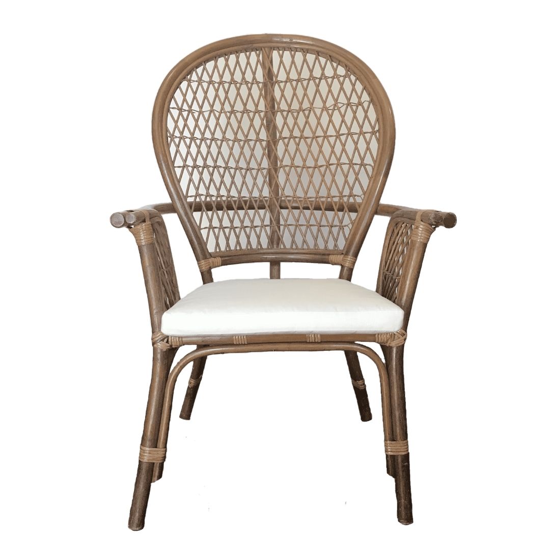 event decor rental woven arm side occasional chair wood wicker wedding lounge