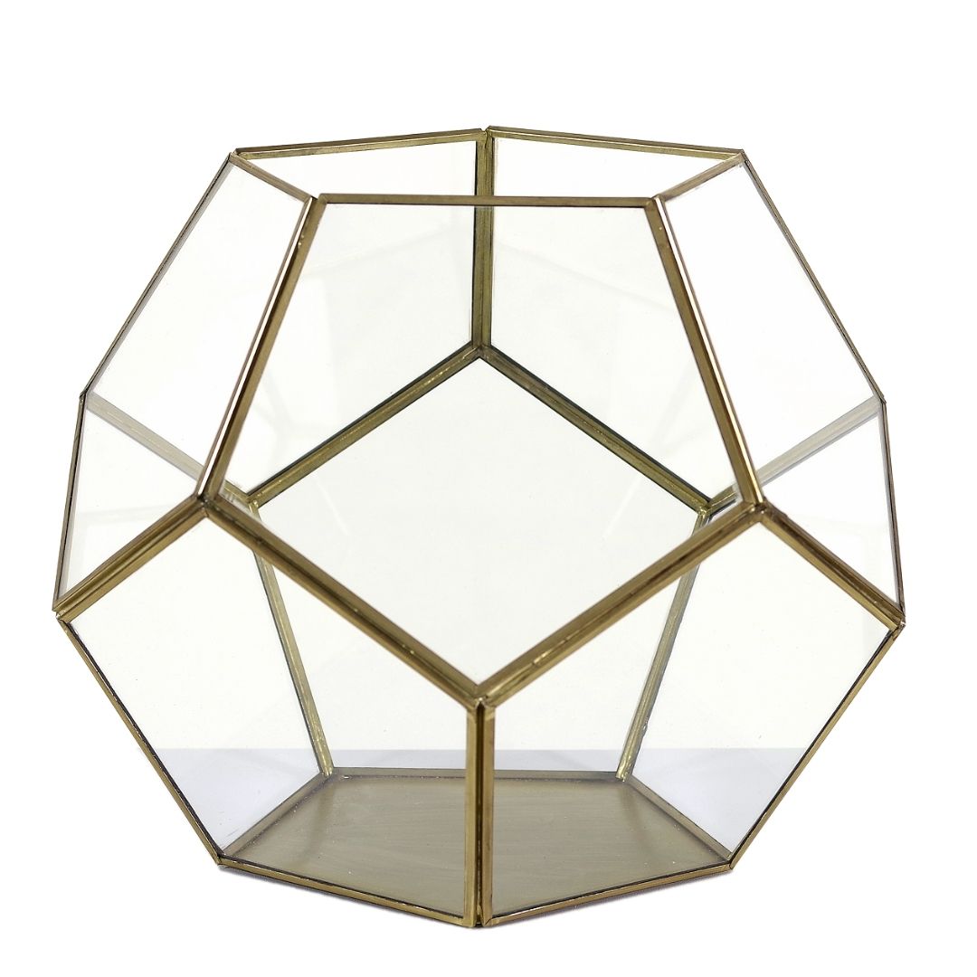 event decor rental gold brass bronze glass cube geometric vase candle holder wedding centerpiece
