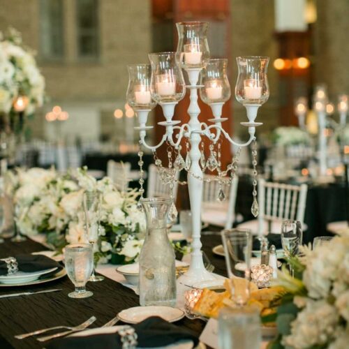 event decor rental white candle holder chandelier wedding centerpiece