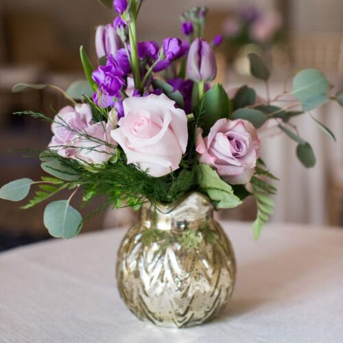 event decor rental gold mercury glass bubble bowl vase floral flower wedding centerpiece