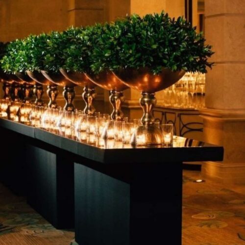 event decor rental bronze gold compote vase floral flower wedding centerpiece