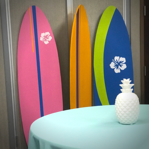 Tropical luau party surfboard pineapple