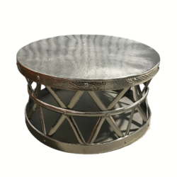 Silver Hammered Metal Side Table Event Rental Decor Lounge Corporate Events