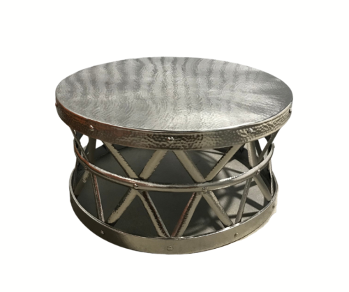 Silver Hammered Metal Side Table Event Rental Decor Lounge Corporate Events