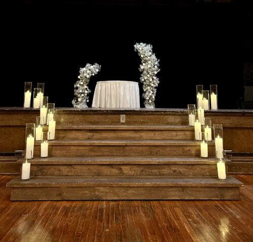 Wedding Ceremony Altar Babys Breath Flowers Floral Arrangement